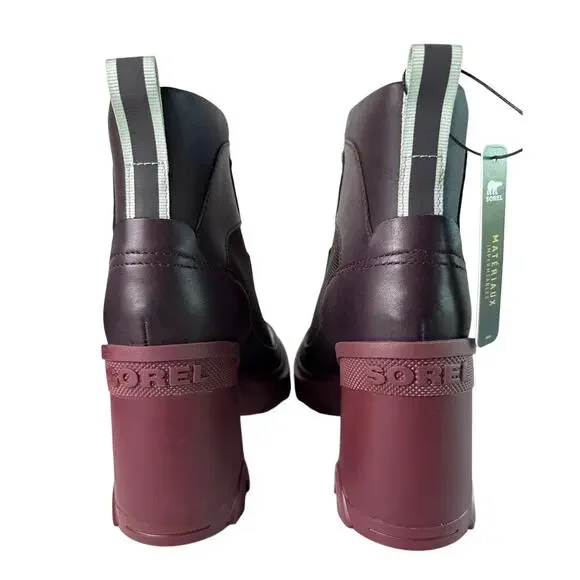 Sorel Brex Heel Lace Bootie Womens 9 Waterproof Leather New Cinder Sea Sprite